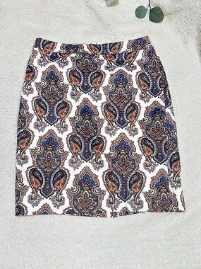J.Crew Preppy Fall Boho Paisley Pencil Skirt Size 4